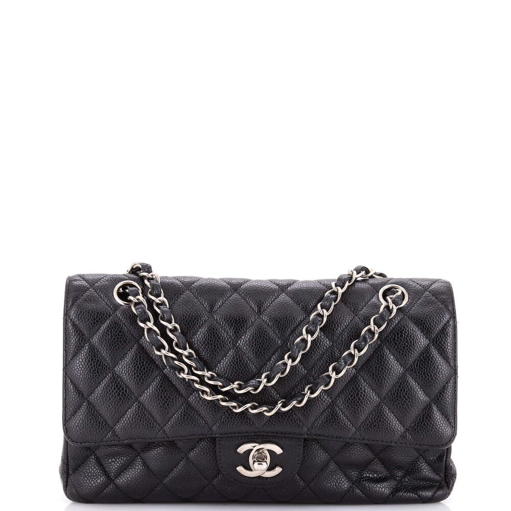 Chanel Medium Classic Double Flap Bag Quilted Caviar